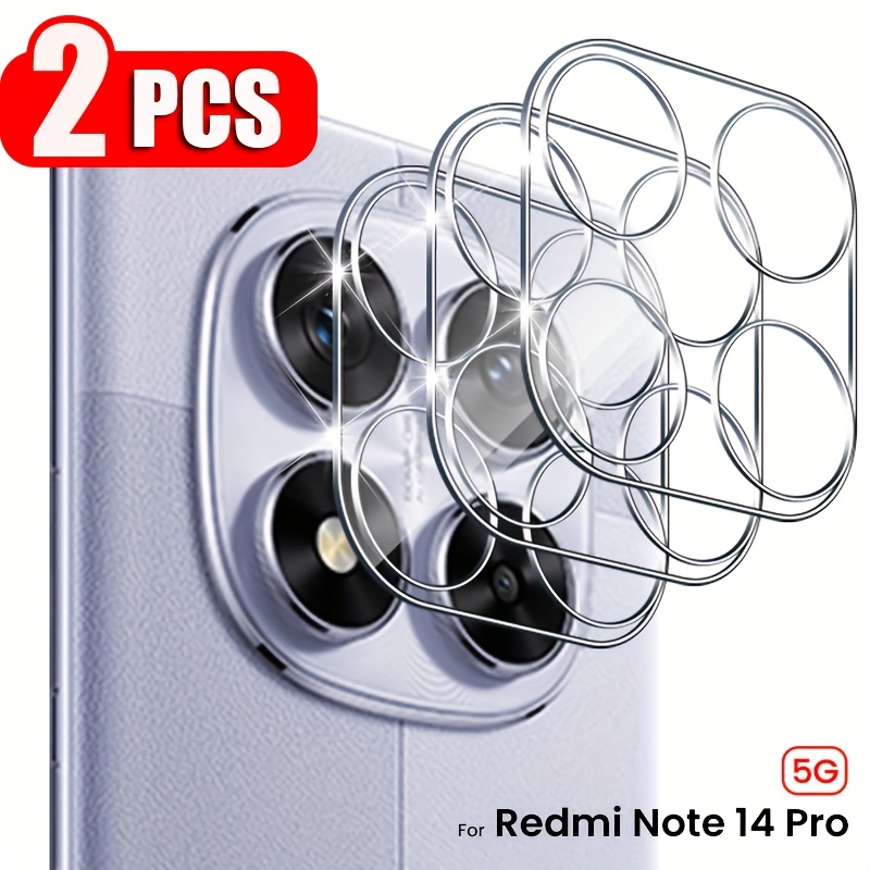 Set Of 2 High-definition Clear Tempered Glass Lens Protectors For The For Redmi Note 14 4g 5g, Note 13, And Note 14 Pro Models