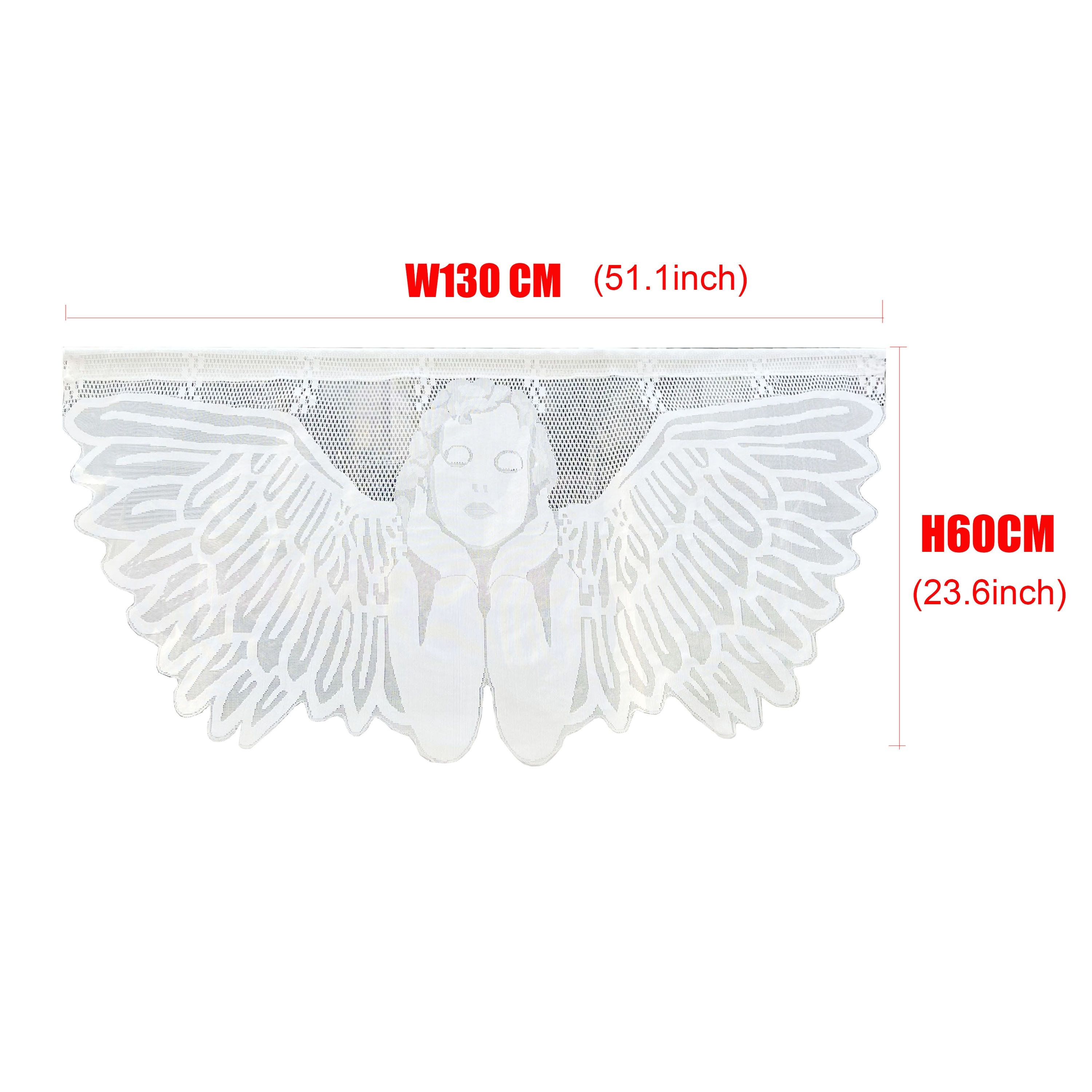 Image of 1pc, Gothic Creative Short Sheer Curtain, Fine Hollowed Lace Wing Half Curtain, Rod Pocket, For Kitchen, Door, Living Room, Bedroom Small Window Home Decor