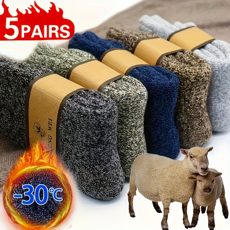 TEMU 5 Paires de Chaussettes Épaisses d'Automne et d'Hiver pour Hommes et Femmes, Chaussettes de Randonnée et d'Alpinisme pour Hommes, Chaussettes de