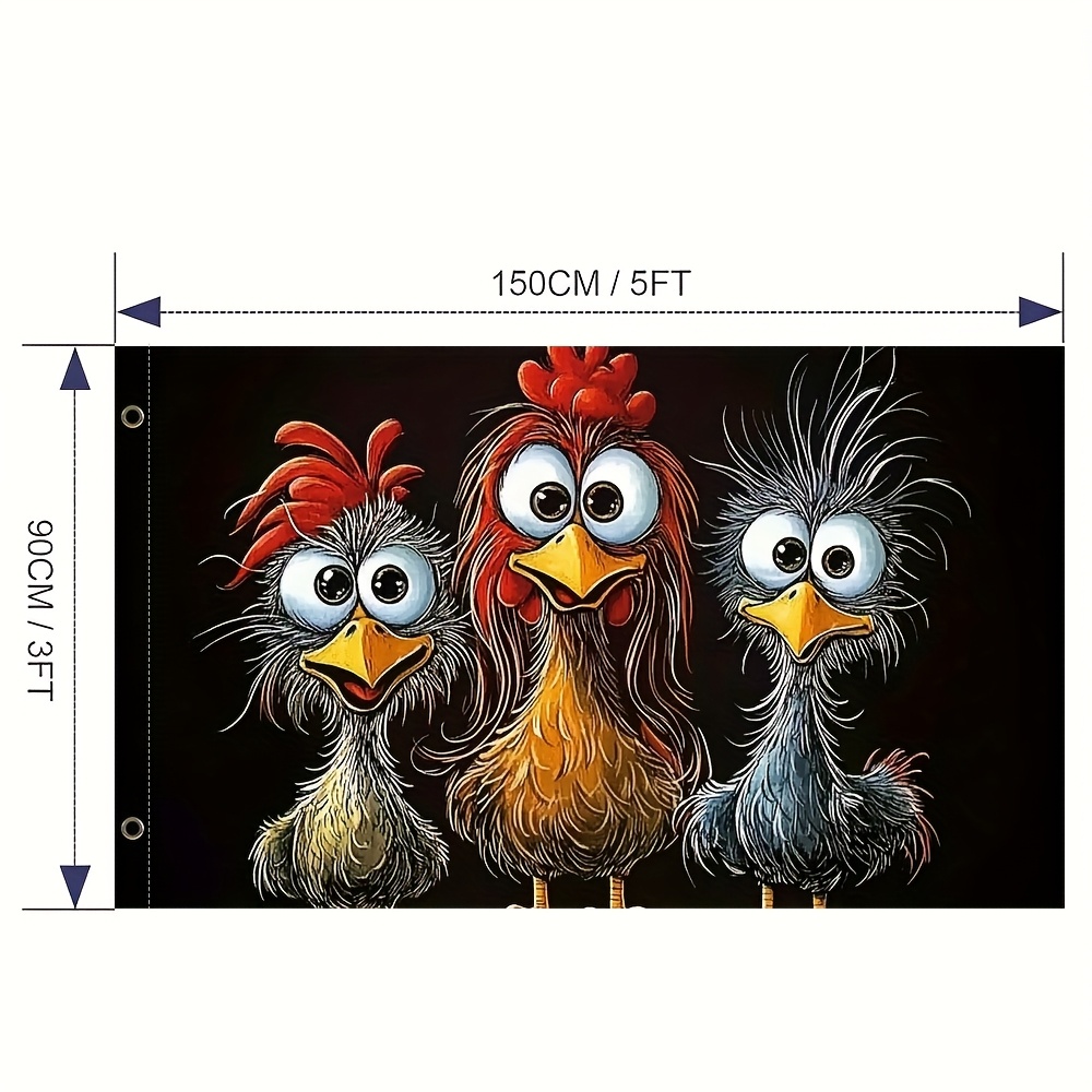 TEMU 1pc, Fashion Flag, Vibrant Colorful Fun Chicken, (no Electricity Needed), Garden Flags Holiday Yard Porch Outdoor Patio Lawn Decor Flags