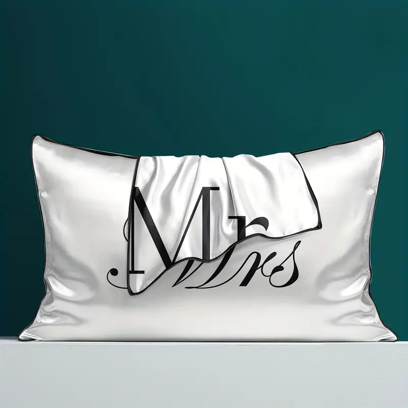 2pcs 100 polyester mr and mrs printed bedroom decorative satin pillowcases for Product details 2