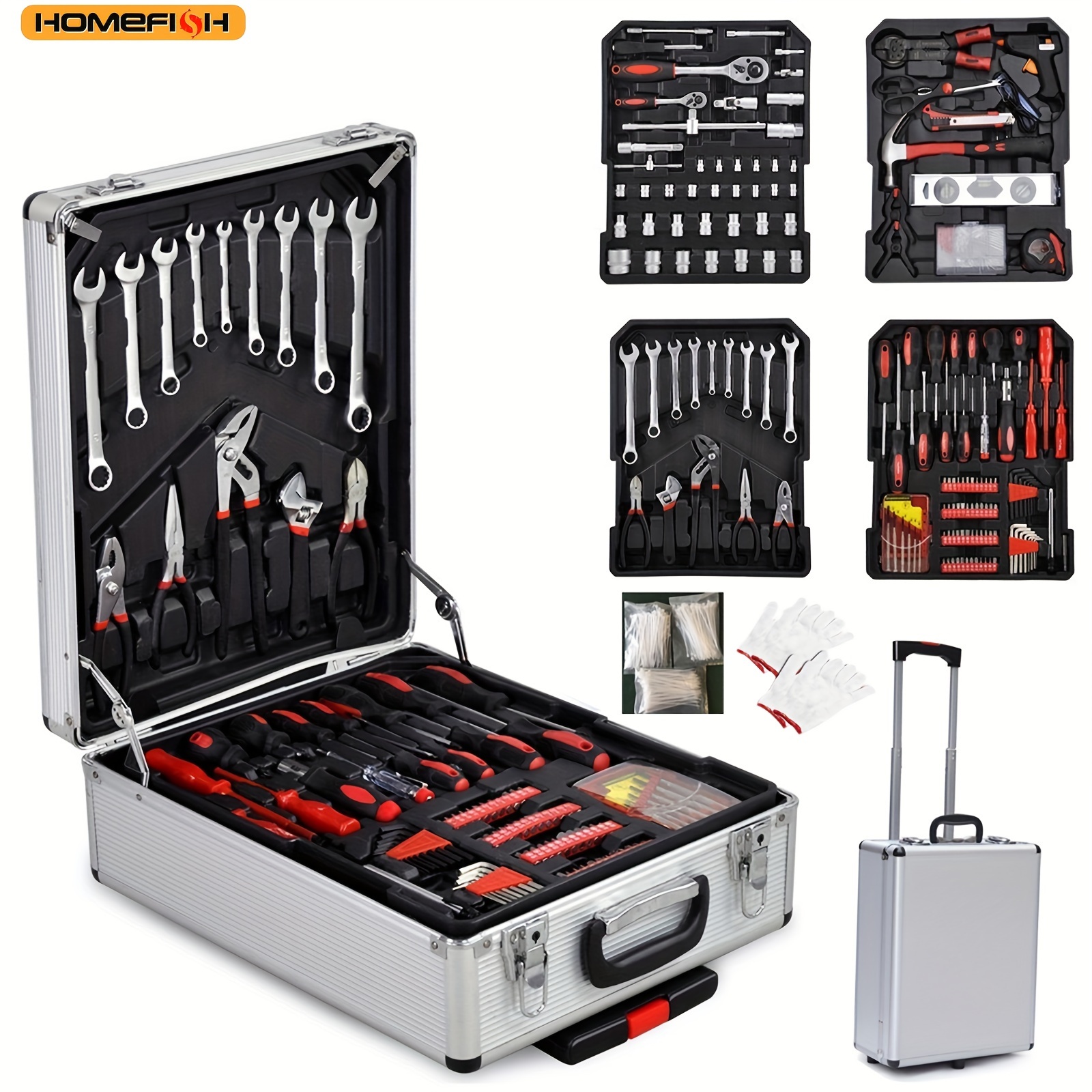 

Homefish 799pcs Aluminum Trolley Case Tool Set Silver