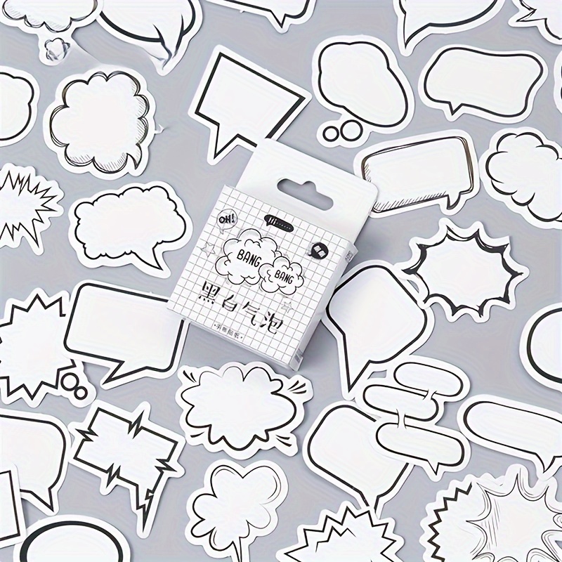 

1 Box Black And White Bubble Album Decorative Paper Craft Scrapbook Label Stickers - Semi-glossy Star-shaped Single Use Seals, Made Of Durable Paper Material