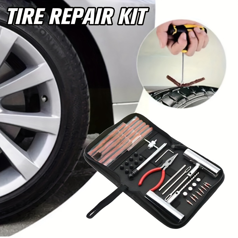 

Pinkiry 45pcs Tire Repair Kit With Quick Fix Cloth Bag - Fit For Cars, Motorcycles & Bicycles Car Tire Repair Kit Tyre Repair Kit