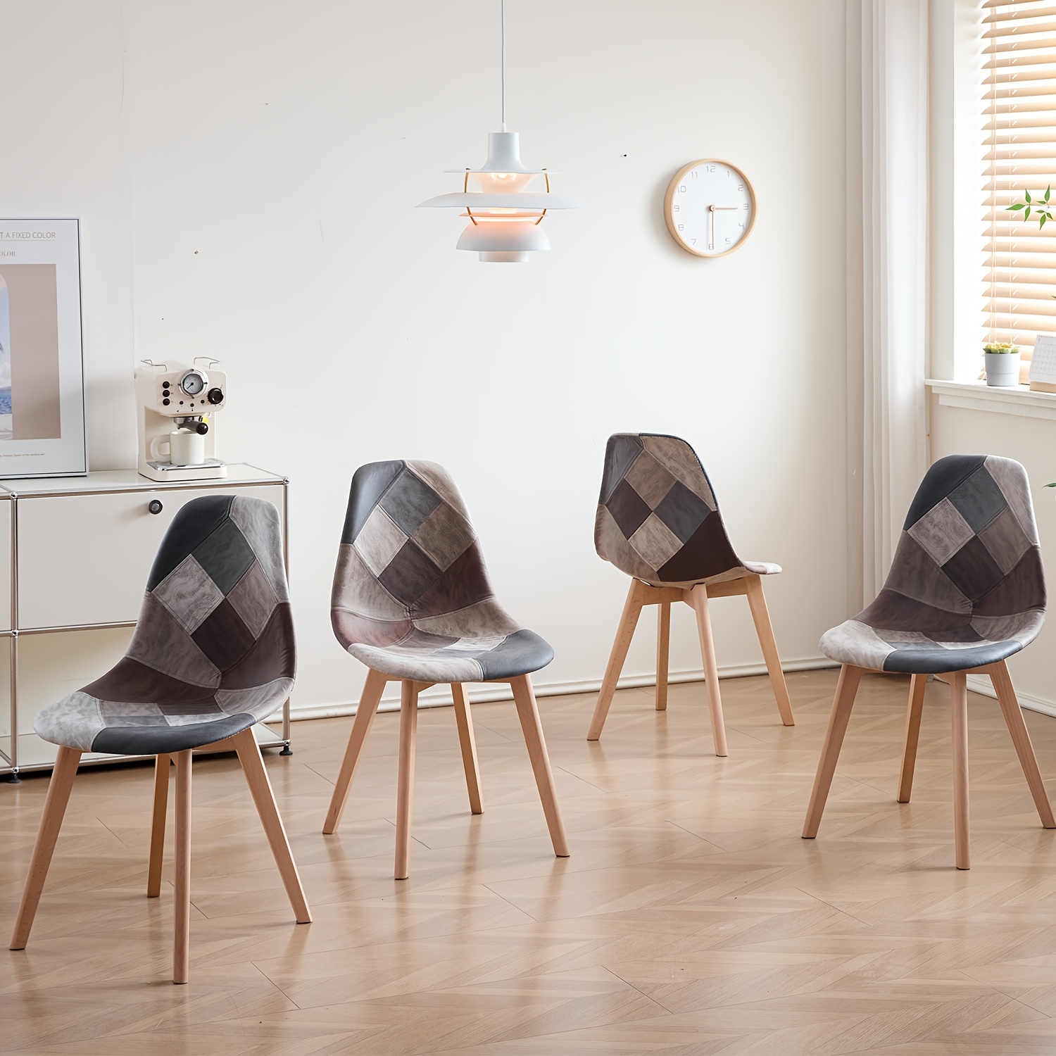 Image of Egoonm Set Of 4 Modern Dining Chairs, Colorful Chairs Dining Chairs, Scandinavian Style Kitchen Chairs, Side Chair With Solid Wood Legs For Dining Living Room Restaurant
