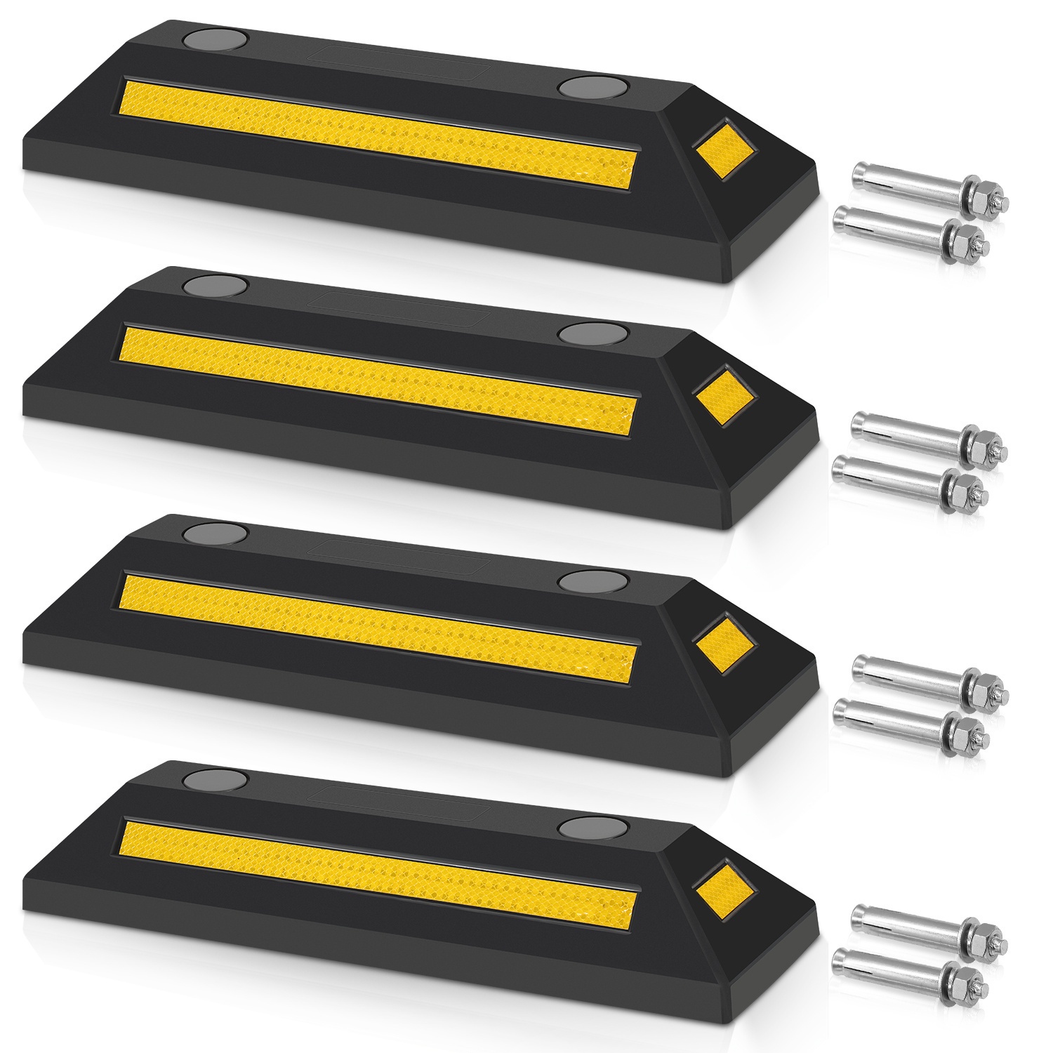 TEMU Wheel Chocks, Parking Space Aids, For Garage Parking Tools, Parking Space Restrictors, Rubber Limiters In Sets Of 2, 4, 6, Or 8, Collision