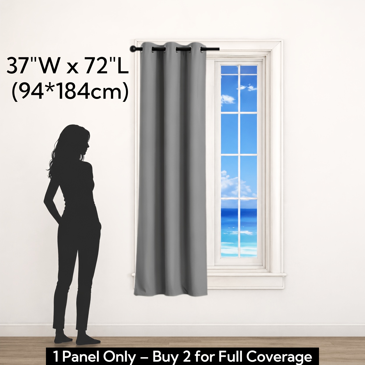 TEMU 1pc Minimalist 100% Blackout Curtain, With Coated Thermal Lining, For Living Room Closet Window, Doorway Thermal Rope Room Darkening Curtain