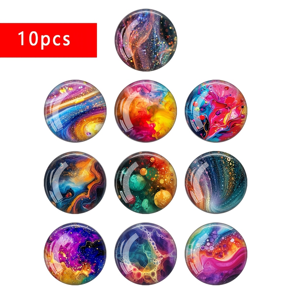 Image of Omgala 12mm/20mm/25mm Round Glass Cabochon Compatible For Diy Making - Multicolor Flat Back Demo Findings, Photo Beads For Necklaces, Earrings, Bracelets, Keychains - Craft Supplies