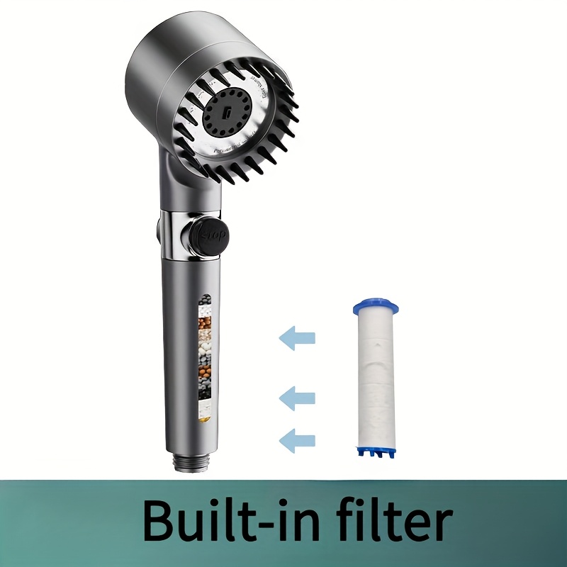 Image of Handheld Showerhead With High-pressure 3-spray Function, Featuring A Filter Suitable For Hard Water, Includes An Switch, And A Showerhead Filter That Removes , Modern Bathroom Accessory, High-quality