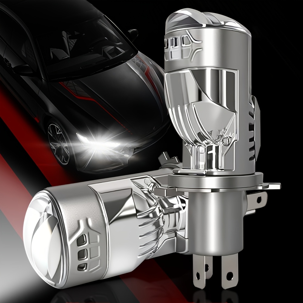 TEMU 2pcs Led Car Light H4/9003/hb2-c118, High Power, 6500k Cool White, 360° Beam Angle, Up To 800% , External Driver, , Automotive Lighting Upgrade,