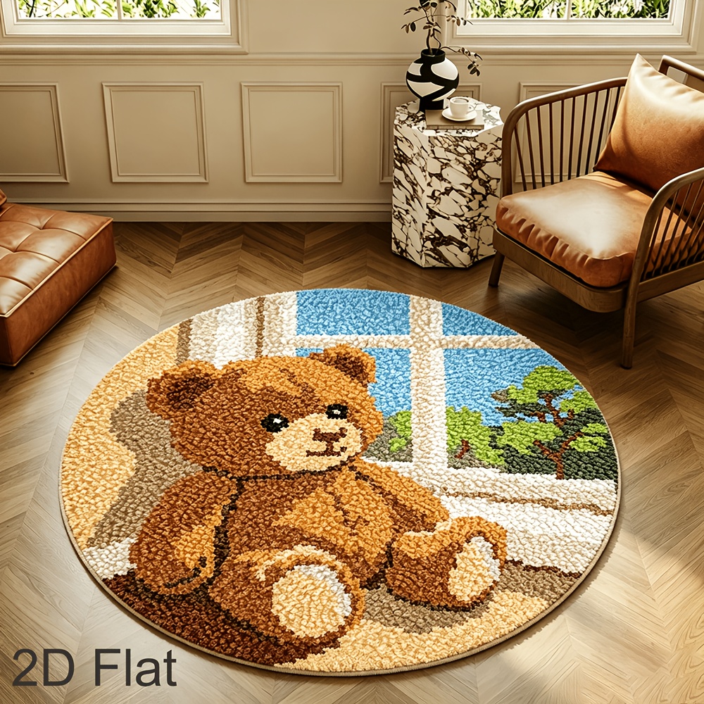 Bear Pattern Crochet Rug Making Kit, 2D Plane Beginner Tutorial