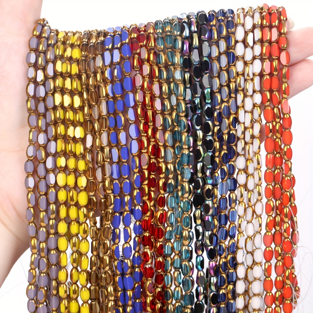 

Glass Crystal Faceted Rice Beads, 48pcs, 4x7mm, Spacer Beads For Jewelry Making And Diy Bracelets