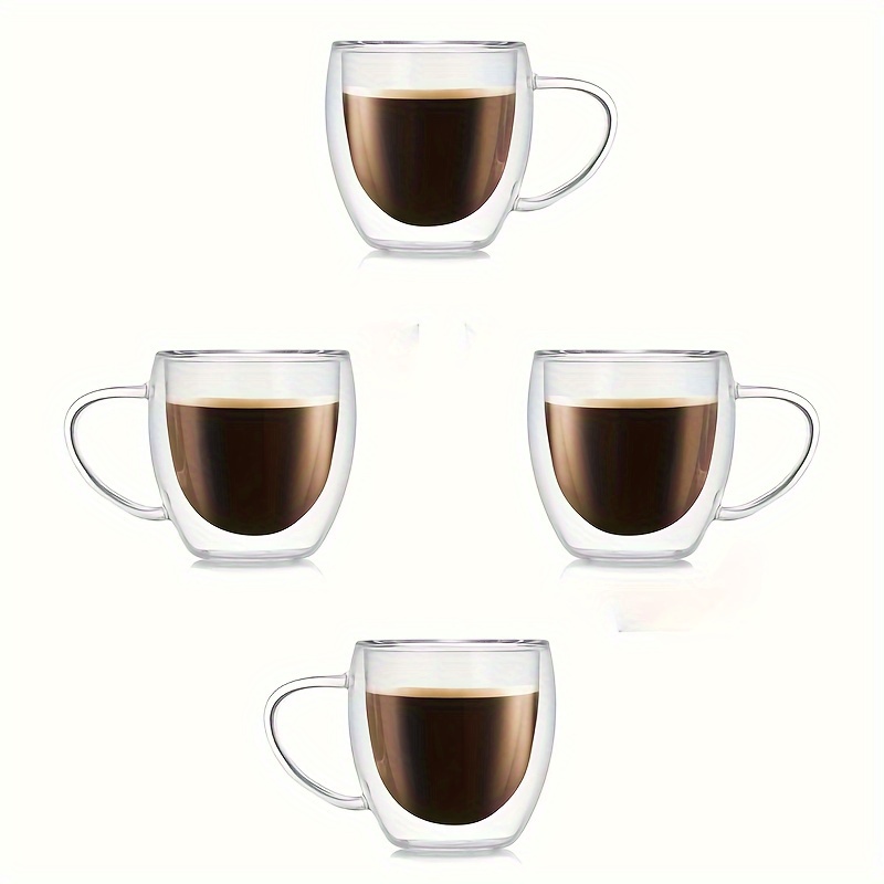 1pc 250ml double walled glass mug with handle reusable leak proof round shape with unique pattern ideal for coffee     christmas ramadan graduation juneteenth gifts coffee cup Product details 3