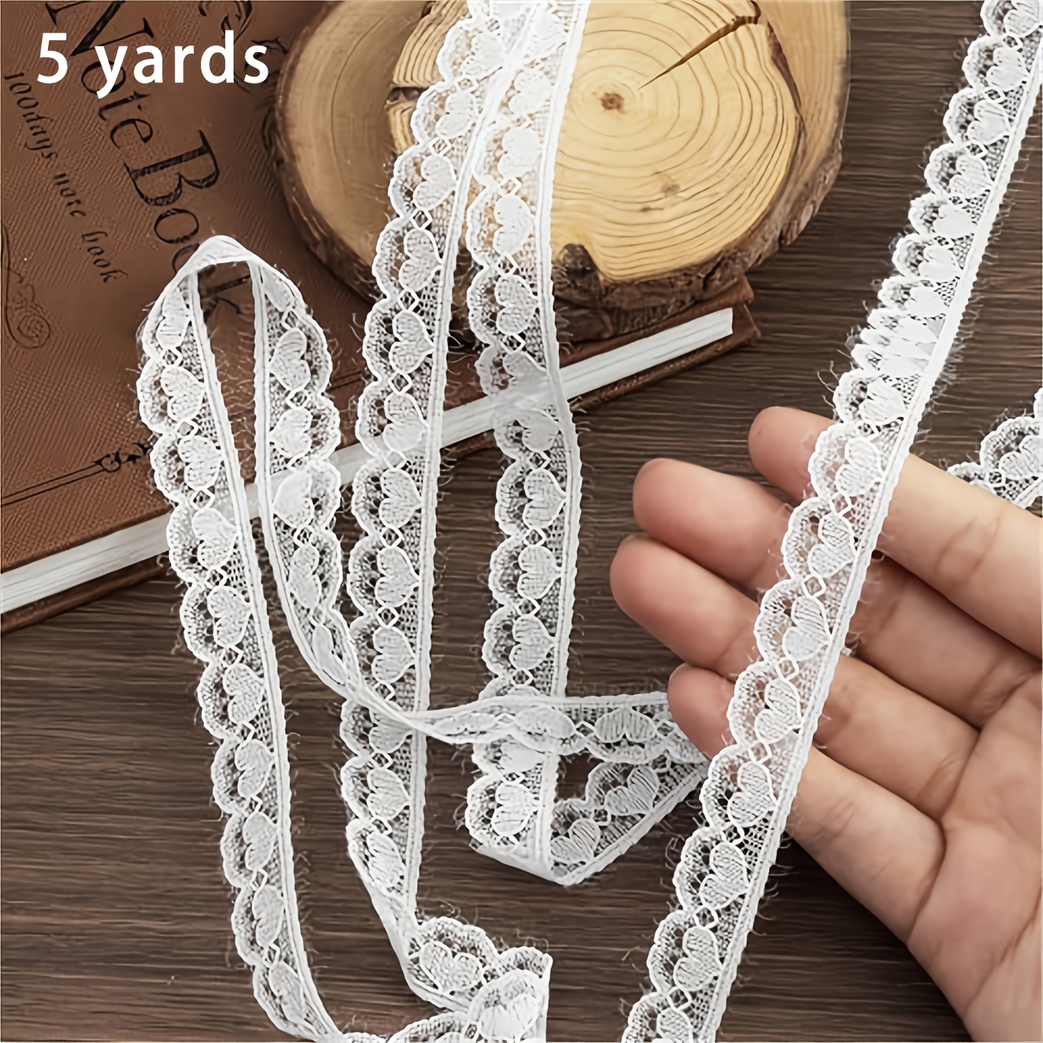 TEMU de Cinta de Encaje Blanca, Adornos de Encaje , Cinta de Adorno de Encaje para Manualidades, Costura y Decoraciones de Apliques para Vestidos de