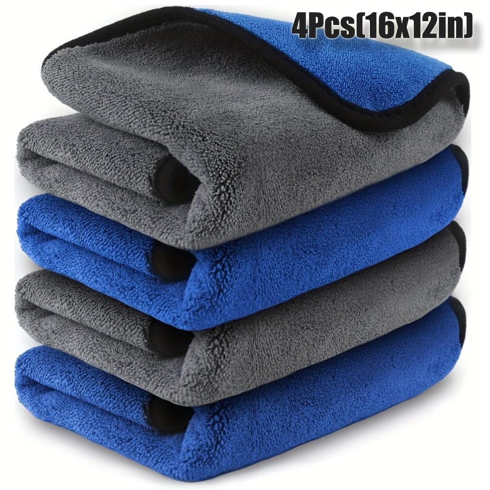 

4-pack Microfiber Chamois Towels For Cars, Strong Absorption, Ultra-thick 800gsm, Lint-free, Scratch-free, Fade Resistant - 16x12 Inch