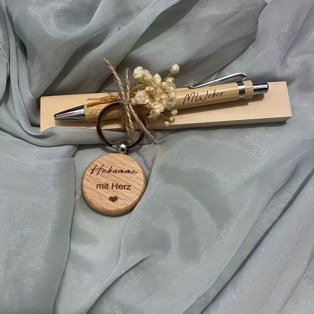TEMU Personalized Custom Keychain Pen Set - Round Ballpoint Pen With Text - Guest Gift, Educational Worker, Graduation, Father's Day, Christmas, And