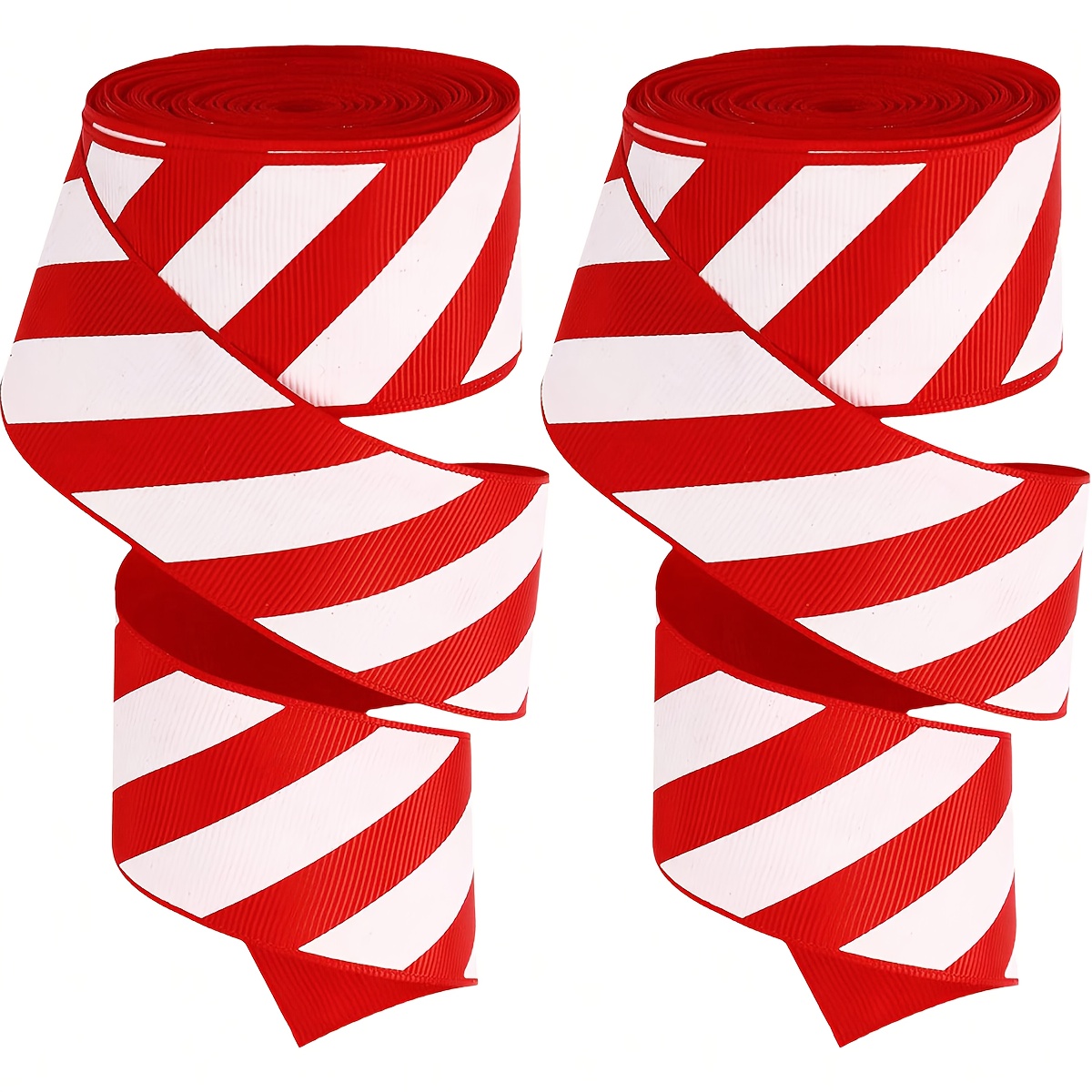 TEMU 1 Rouleau de 4,5 mètres de Sangle à Rayures Diagonales Rouges et Blanches, Ruban de Décoration d'Artisanat d'Emballage de Noël, Nœud de