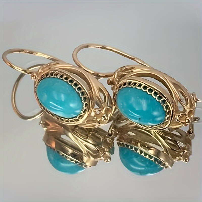 

Niche Synthetic Turquoise Zinc Alloy Earrings, Wedding Engagement Gift For Men