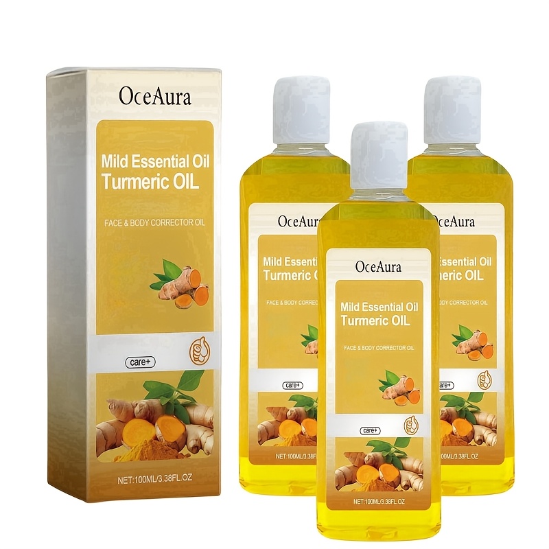 TEMU 3 Packs Turmeric Body Care Oil Arbutin, Collagen, Nut Oil, Moisturizing Body Massage Oil 100ml