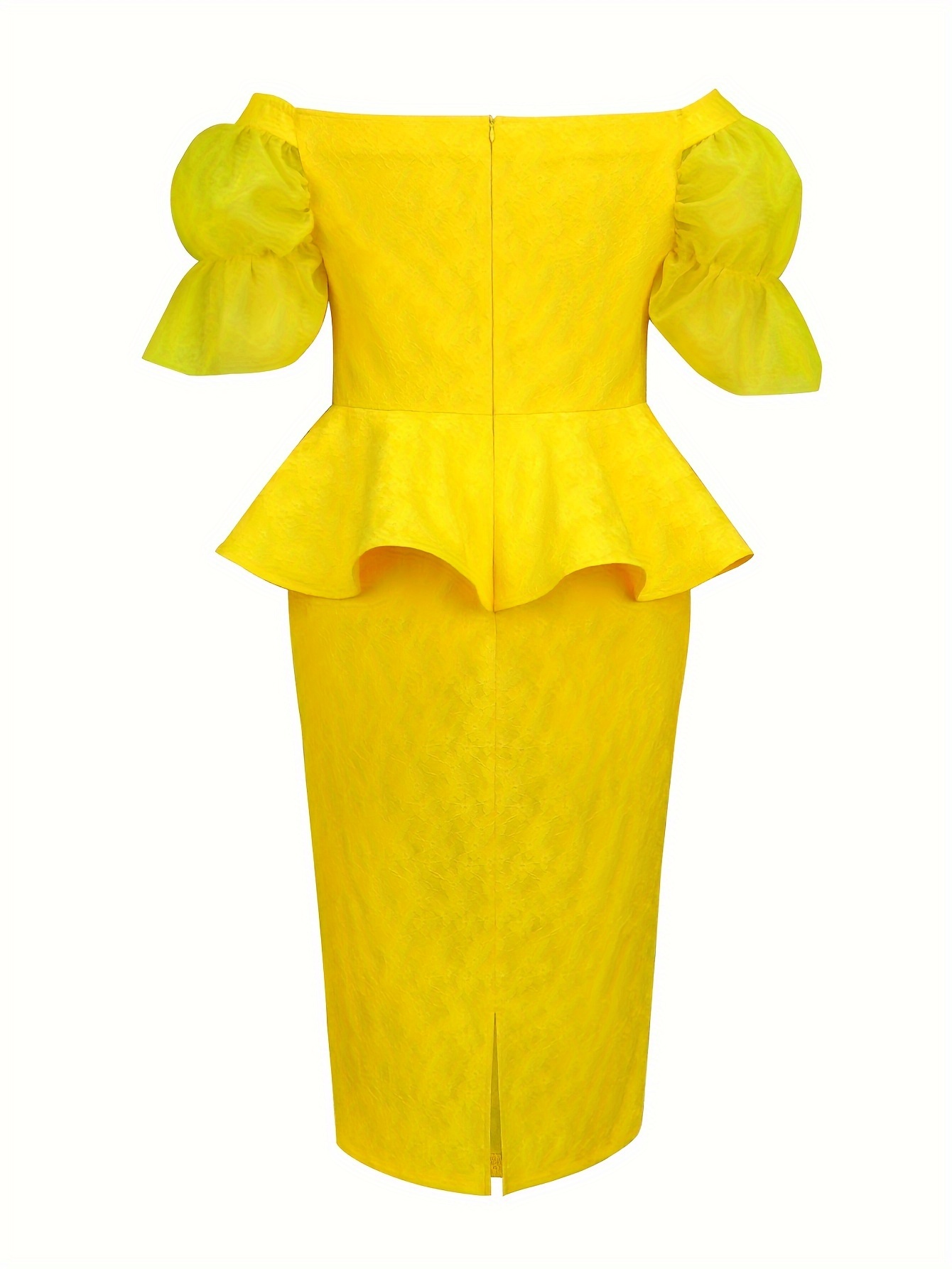 plus size plus size an elegant yellow shoulder lace dress - Temu
