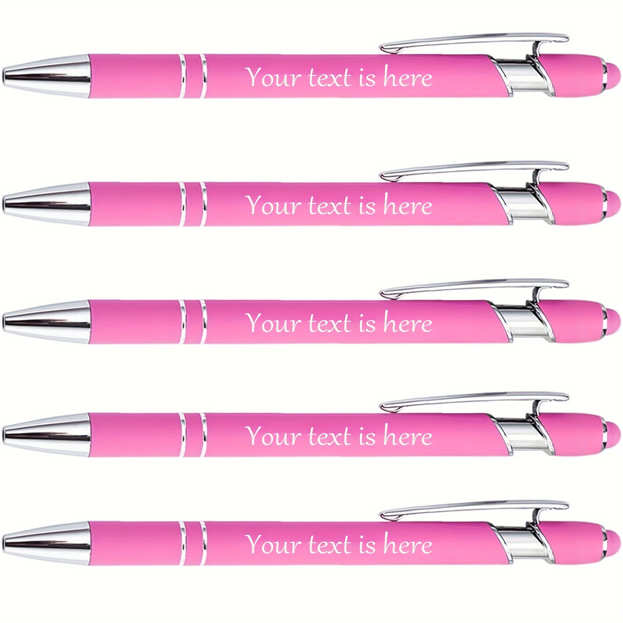 

5pcs, Rose Red Personalized Custom Metal Pen, Ballpoint Pen Multi-functional Writing Pen Stationery Pen Souvenir Gift Crafts, Touch Screen Pen