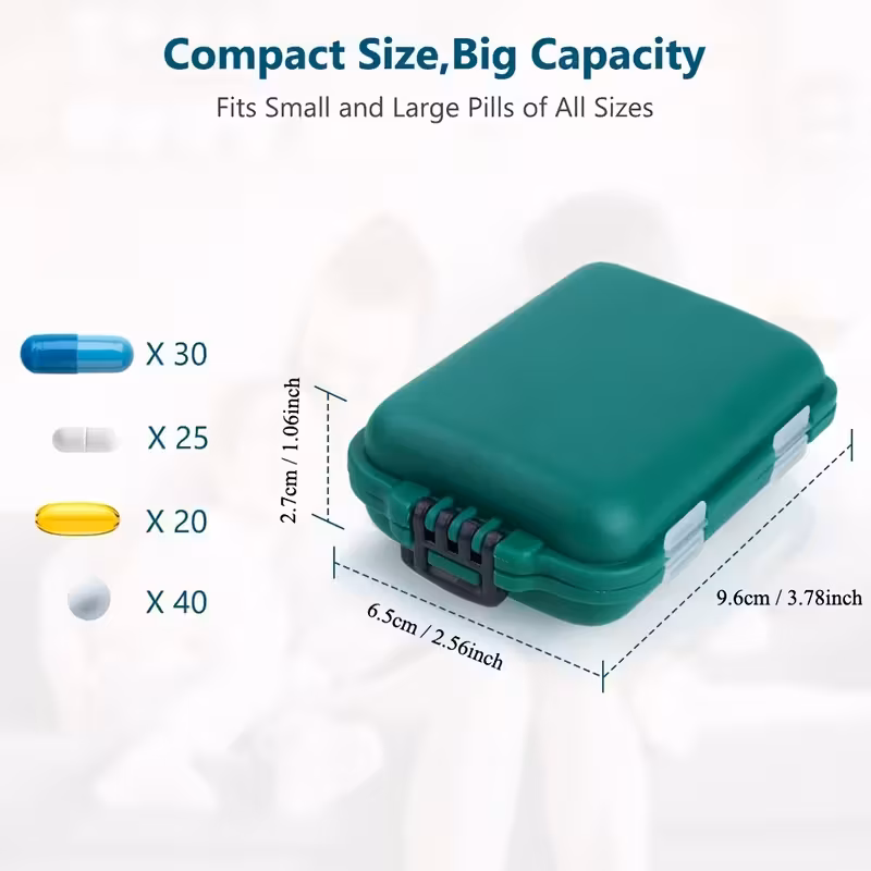 1pc travel waterproof moisture proof 7 day pill organizer polypropylene plastic with sealed compartments unscented daily medicine box for travel Product details 2