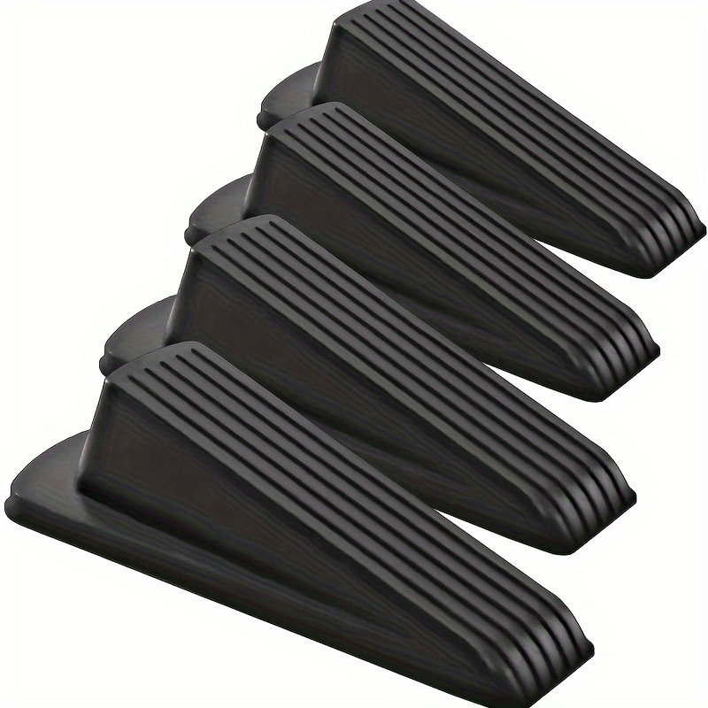 

4-pack Black Rubber Door Stops, Sturdy Stackable Floor Door Wedges, Non-slip For Use