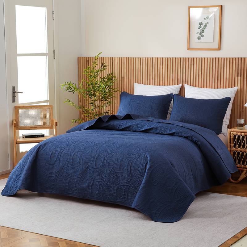 BournLondon Quilted Reversible Bedspread Set With Pillow Sham - Twin/Queen/King, Microfiber, Hypoallergenic, OEKO-TEX