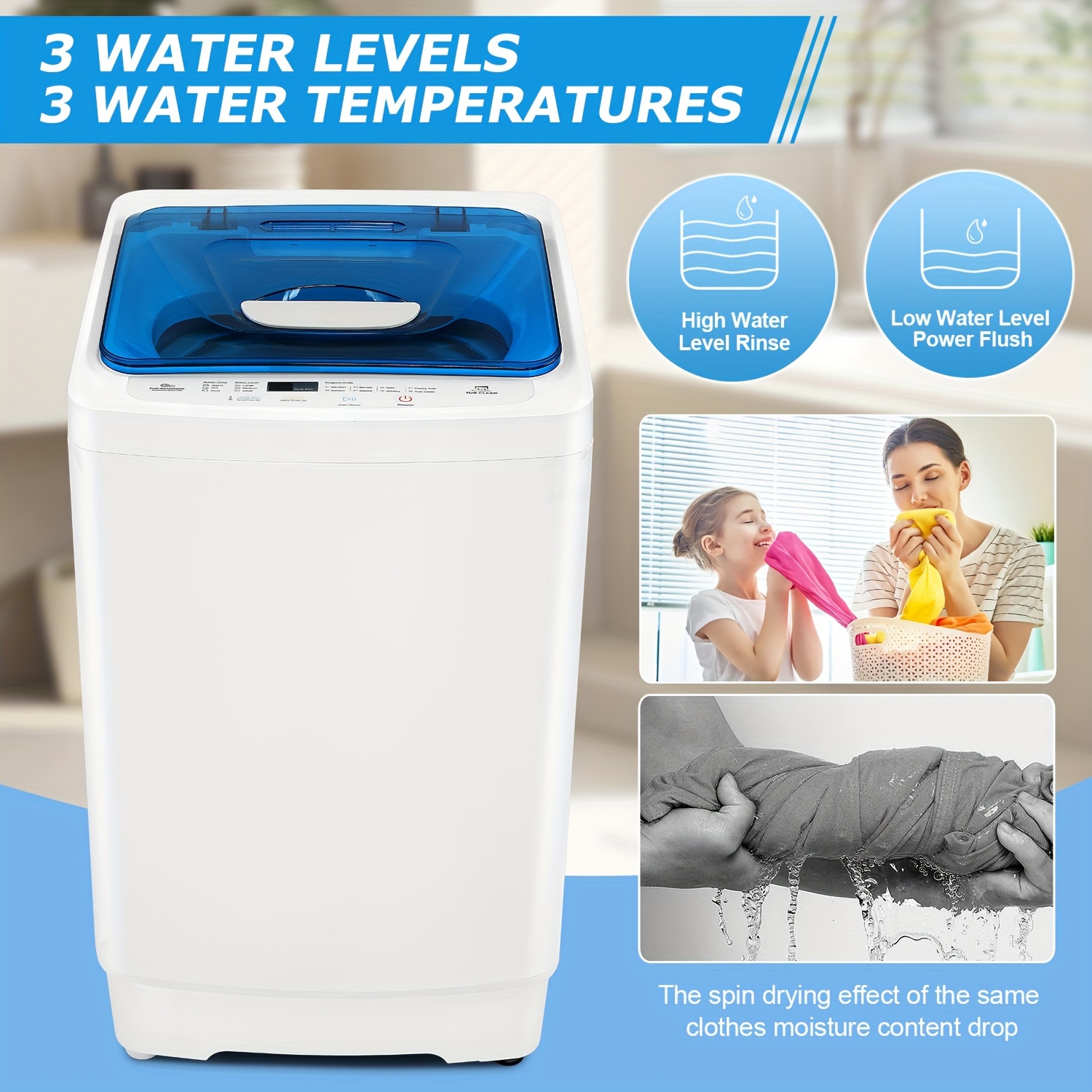 

Fully Automatic , 17.8 Lbs Capacity Portable Washer With Timer Control And Soak Function, Suitable For Apartments, Dormitories, Bathrooms, Rvs, Etc., With Washing Tub And Spin Dryer