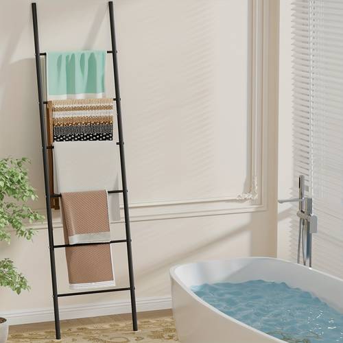 1pc of a blanket ladder rack a versatile shelf that can stand alone or be mounted on the wall ideal for decorative displays room bathroom or bedroom in black utility racks