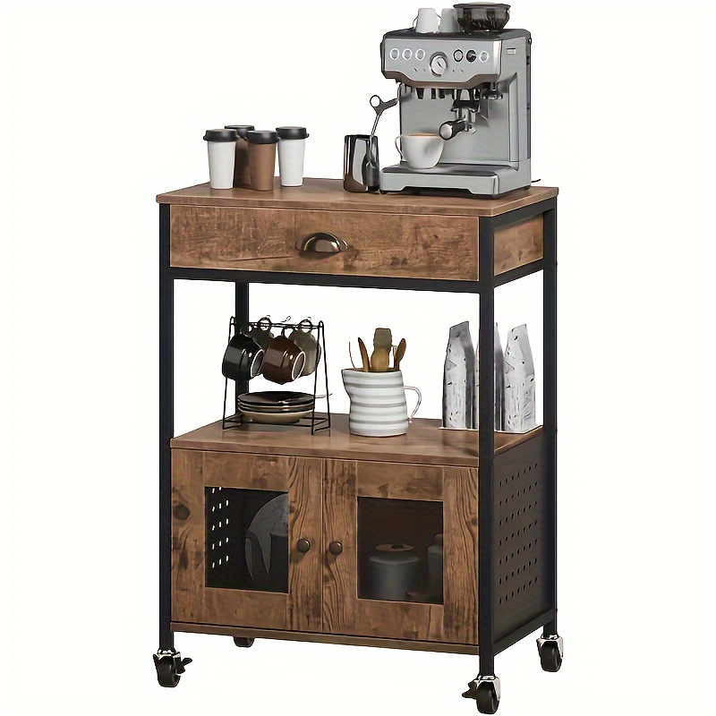 

Coffee Cart, Rolling Kitchen Cart, Microwave Cart Microwave Stand, Coffee Station