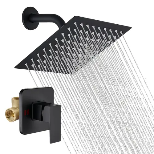 matte shower faucet set complete shower system handheld shower stainless steel single handle with male threads rough in shower trim kit and water saving design