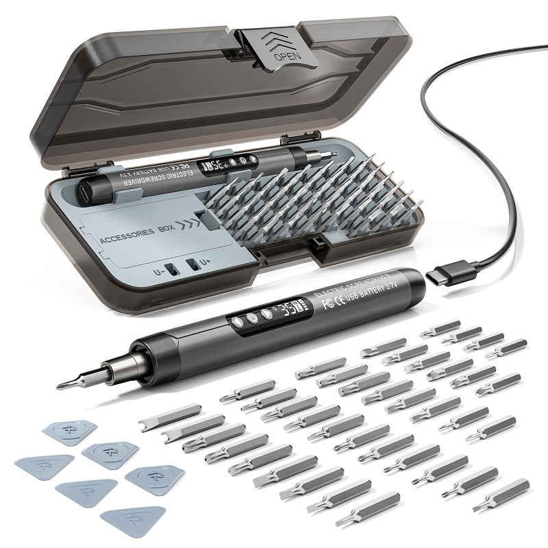 46-in-1 Wireless Electric Screwdriver Set, Quiet High Torque Adjustable with Light, Rechargeable Lithium Battery, Portable Case for Home Use