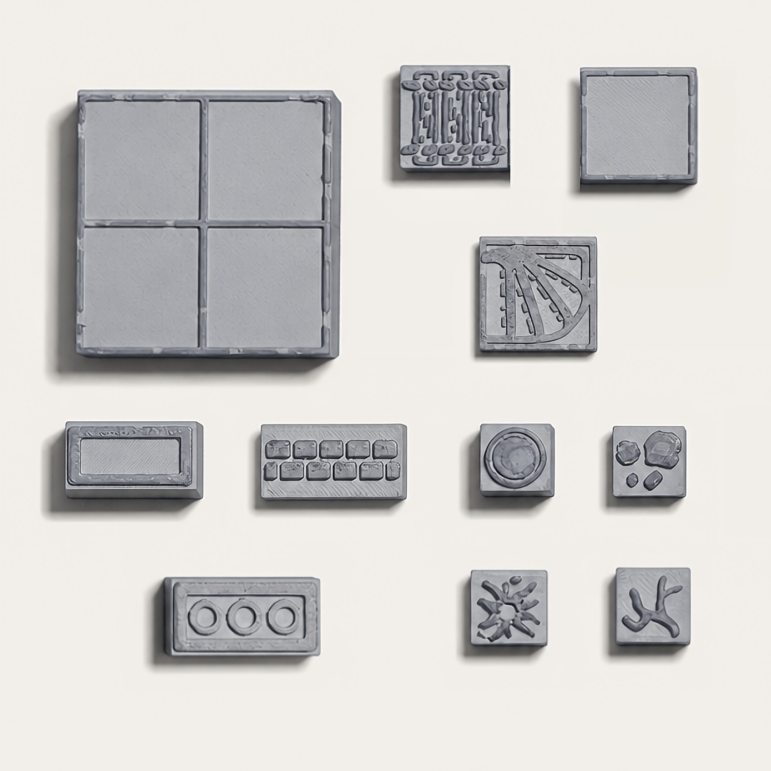 TEMU 11pcs Vol. 1 Tampons de Carte de Combat DND, 25Mm 1 Pouce Taille Standard, Tampons de Terrain de RPG Modulaires avec Pont de Corde, Porte de ,