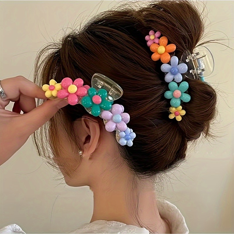 

2pcs Floral Hair Claw Clips - Sweet Bohemian Style , Large Plastic Hair Accessories For Women, Casual Attire And Styling, Stylish Updo Clip | Bohemian Hair Clips | Clips, Cute Hair Clips