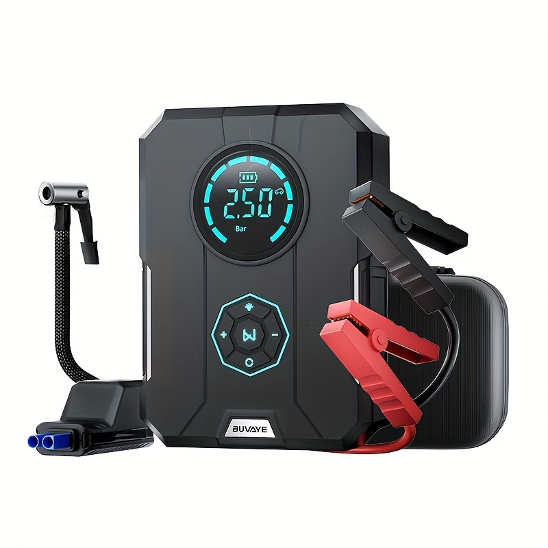 

Buvaye 6 In 1 Car Jump Starter Air Pump Power Bank Portable Air Compressor Cars Battery Starters Starting Auto Tyre Inflator
