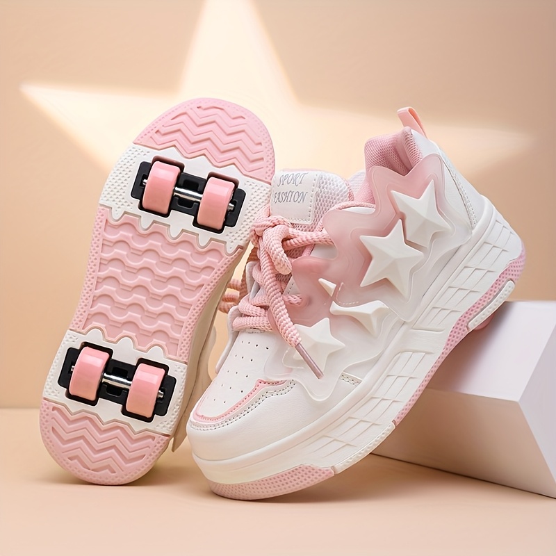 TEMU /pink Roller Skates For Casual Skating. Low- With . Detachable Wheel Set And Laced Sports Shoes. An For Roller Skating Or Walking In And
