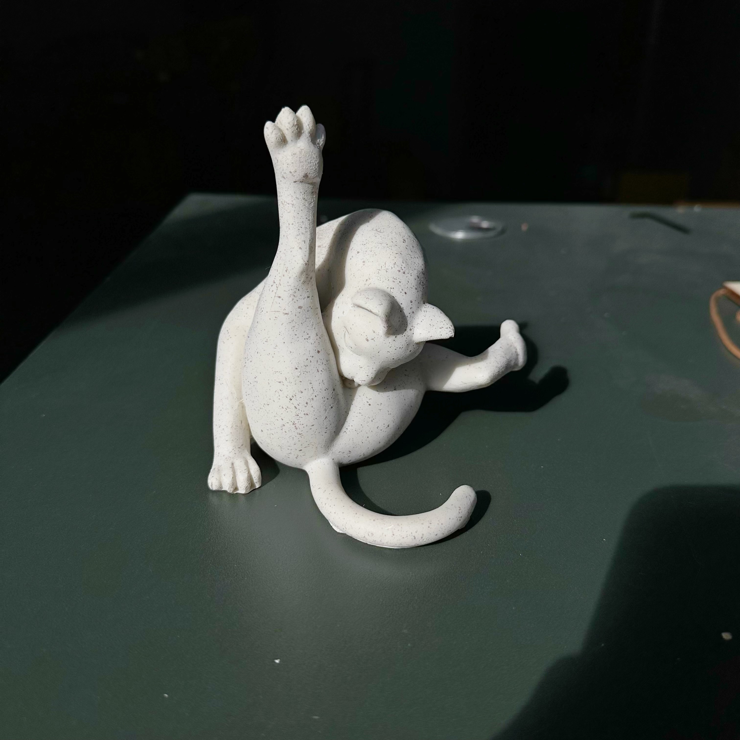 Cat Licking Ornament - Resin , Decor, Versatile Outdoor Statue For Christmas,halloween Decorations,fall Home Decor Collectible Figurines