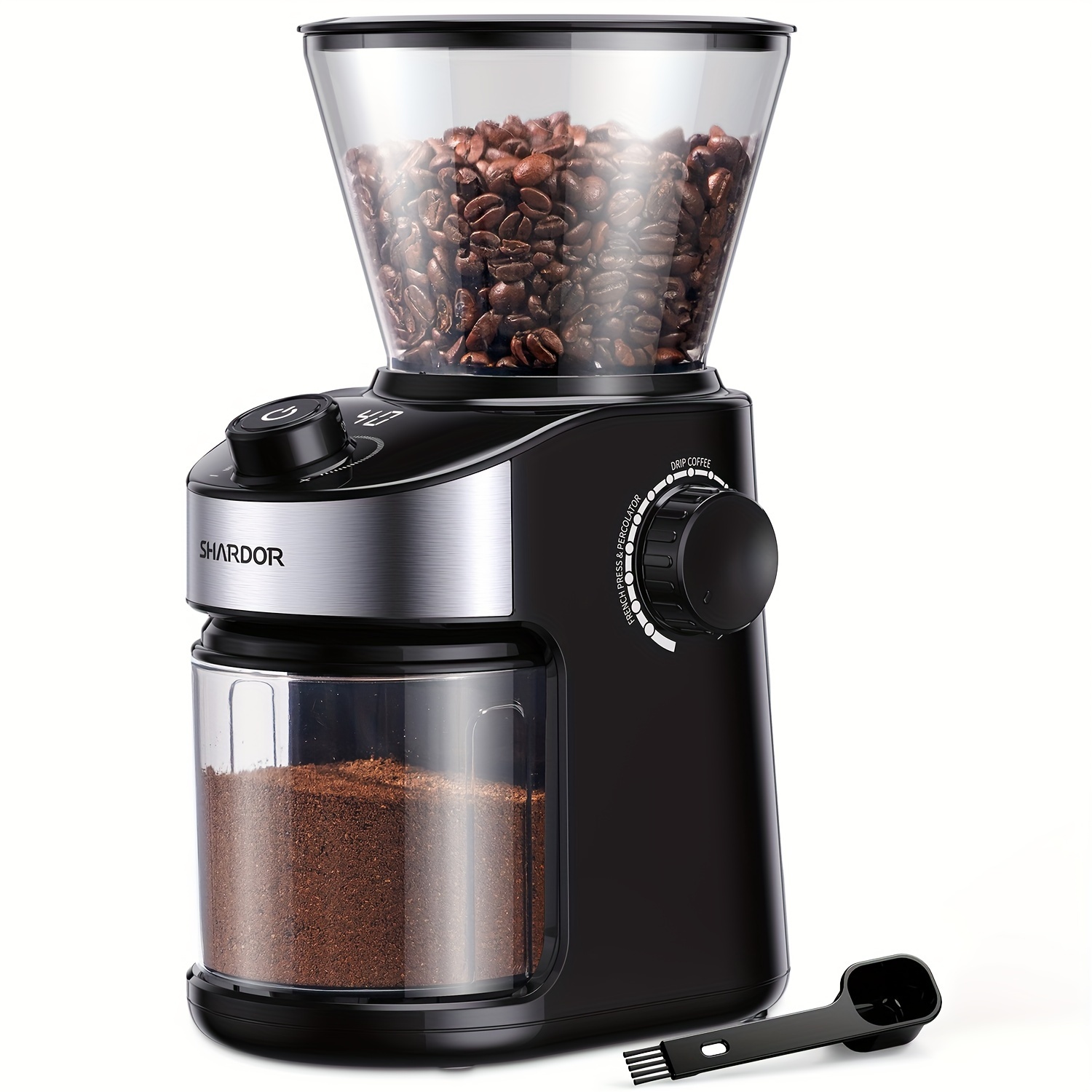 

Shardor Coffee Grinder Burr Electric, Automatic Coffee Bean Grinder With Digital Timer Display, Adjustable Burr Mill With 25 Precise Grind Setting, Black