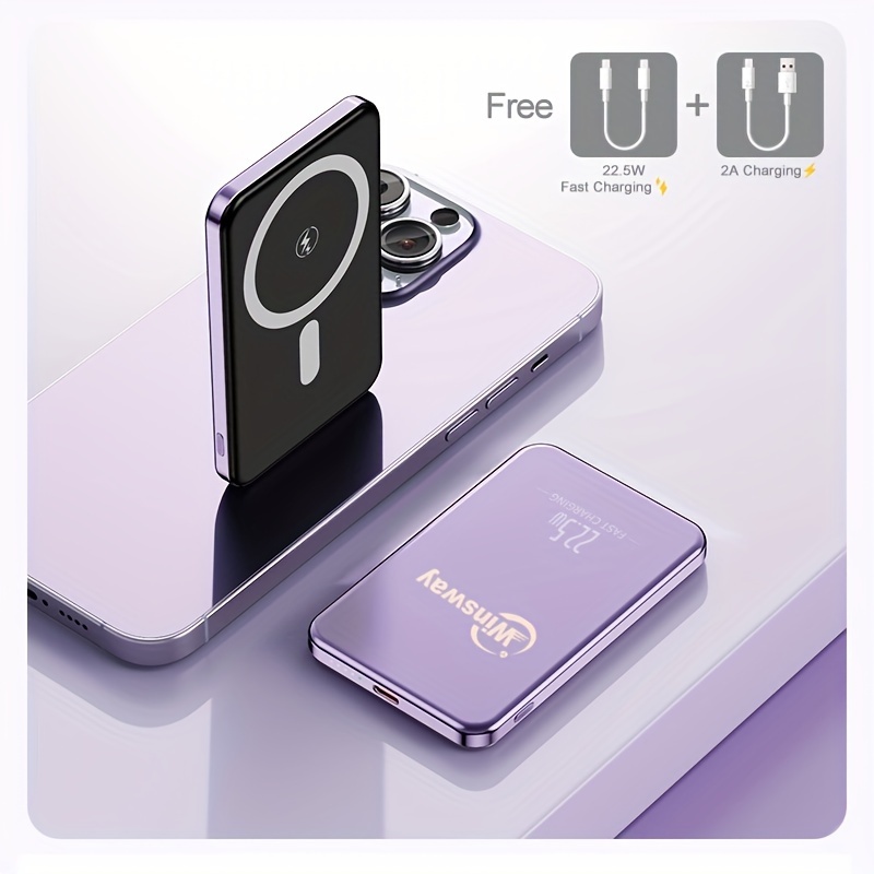 

Winsway 10.4mm Wireless 5000mah Bidirectional Charging, And Wireless 1 22.5w Charging 2a Charging , Compatible Magsafe, Iphone 15/14/13/12 Samsung