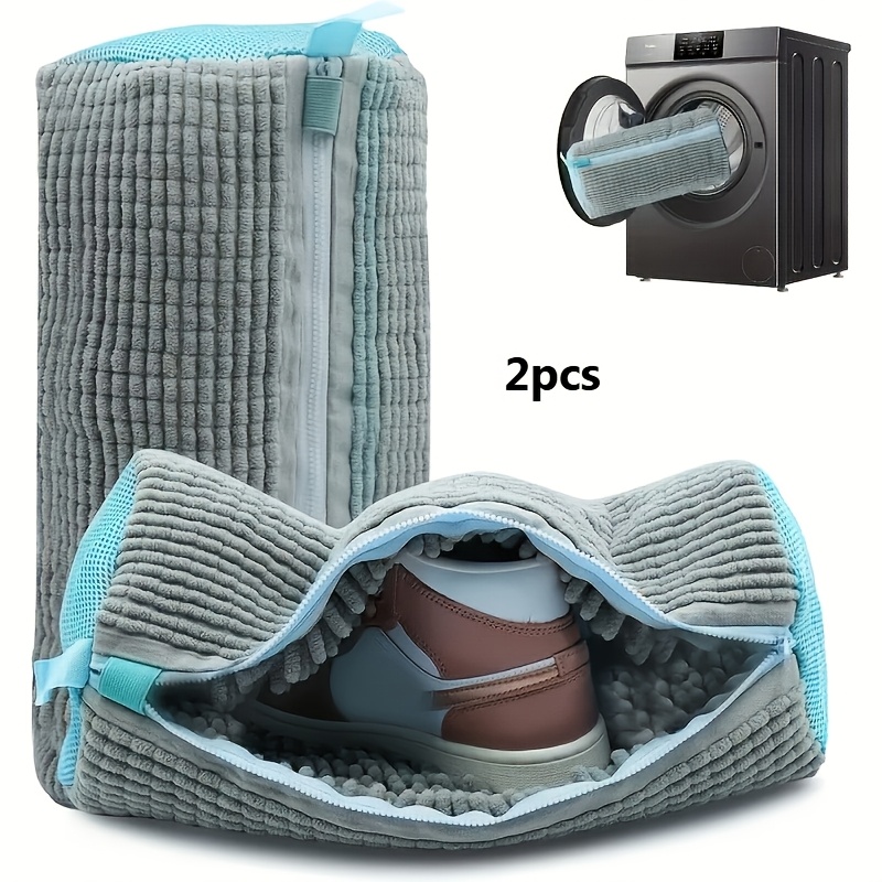 TEMU Ensemble de 2 sacs à chaussures robustes, en microfibre de chenille douce et peluche, lavables en machine et au sec, de réduction du bruit,