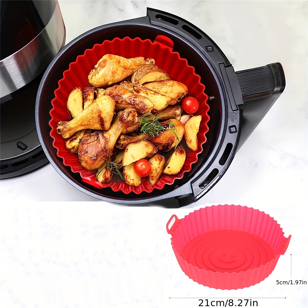 

8.27" Premium Silicone Air Fryer Liner - Leak-proof, Round Baking Tray With Raised For Easy , Healthy Cooking, Options, Air Fryer Accessories