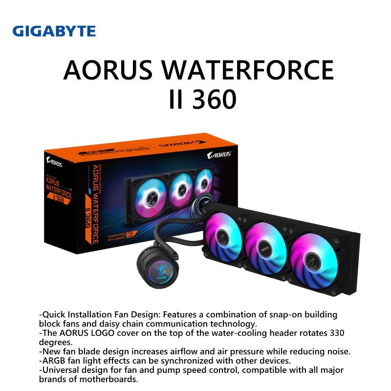       ii 360 aio liquid cooling   coverage rgb fan water cooler   installation usb powered for desktop pcs pc cooling accessory sleek tower design   building blocks