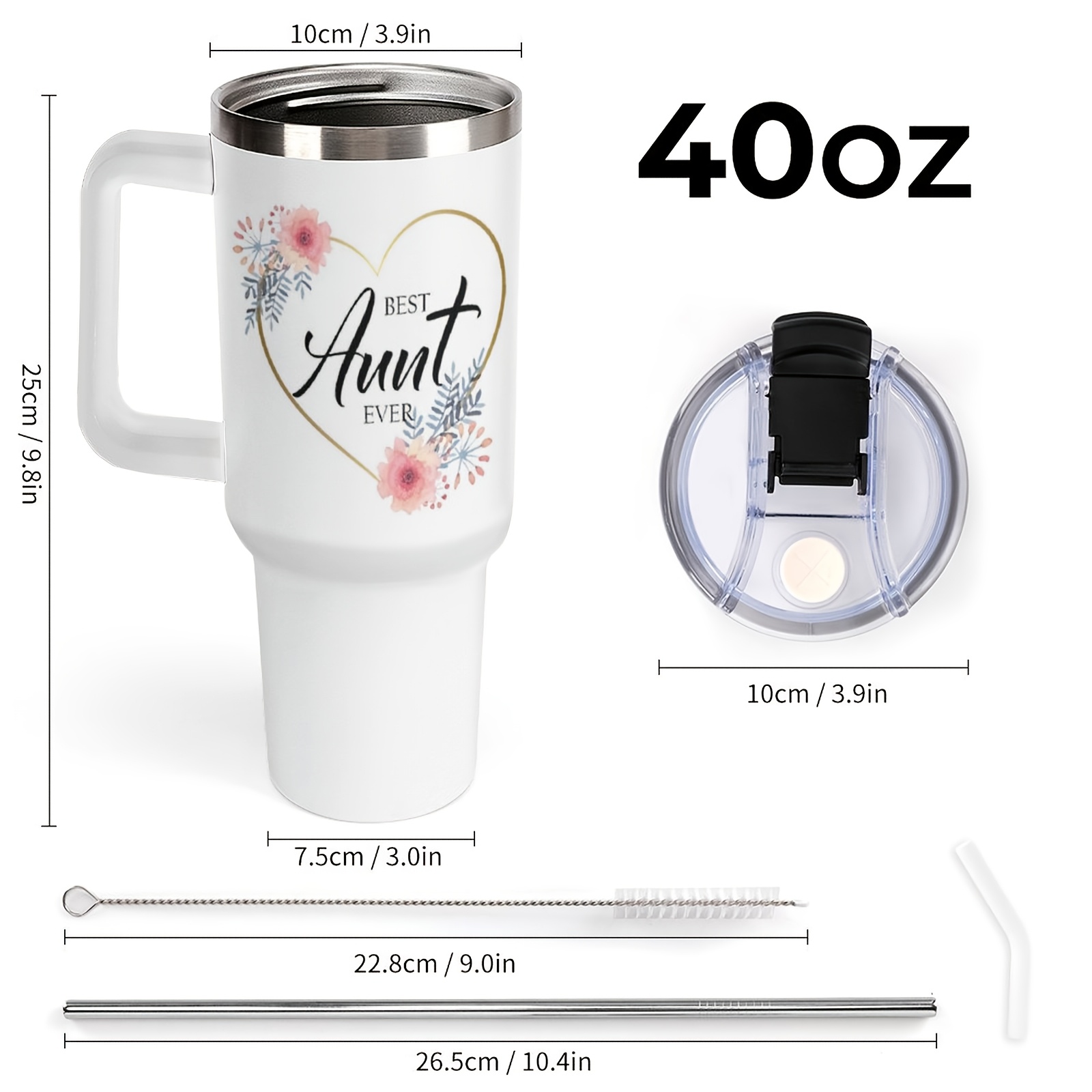 TEMU A Double-layer Stainless Steel Water Cup With A Lid And Straw, Ounce , Suitable For Outdoor Camping, Gym, Hiking, Office, And Car Travel. Cool Auntie Club, Birthday Gift, Day ,