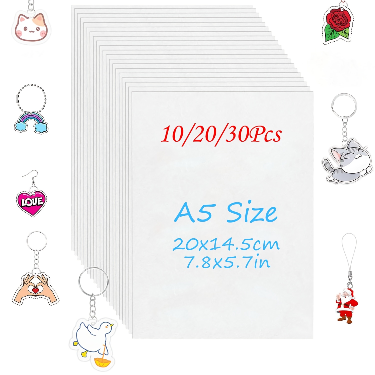 

Plastic Sheets - 10/20/30pcs, 7.8x5.7" Paper, 0.3mm Thin Film For Jewelry Pendants, Gift Tags, Necklaces, Keychains & Diy Crafts