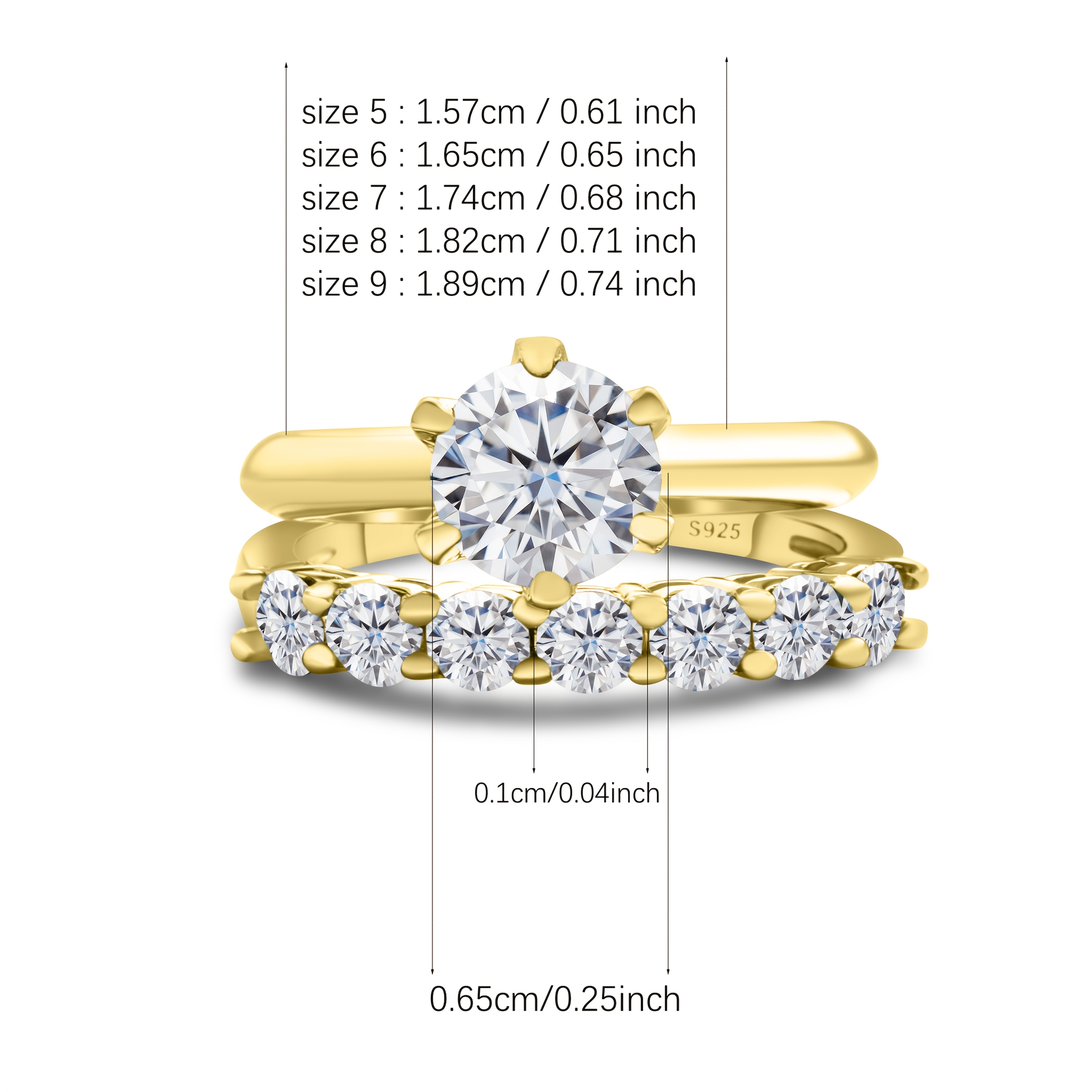 7 Carat Moissanite Stacked Ring 925 Silver Wedding Engagement Ring Sizes 5-9