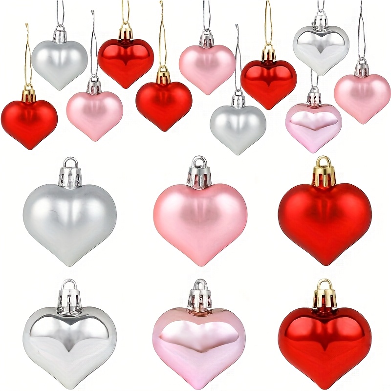 

24pcs Valentine's Day Heart-shaped Baubles - Multi-colored Hanging Ornaments With , Home, Wedding & Anniversary Decorations