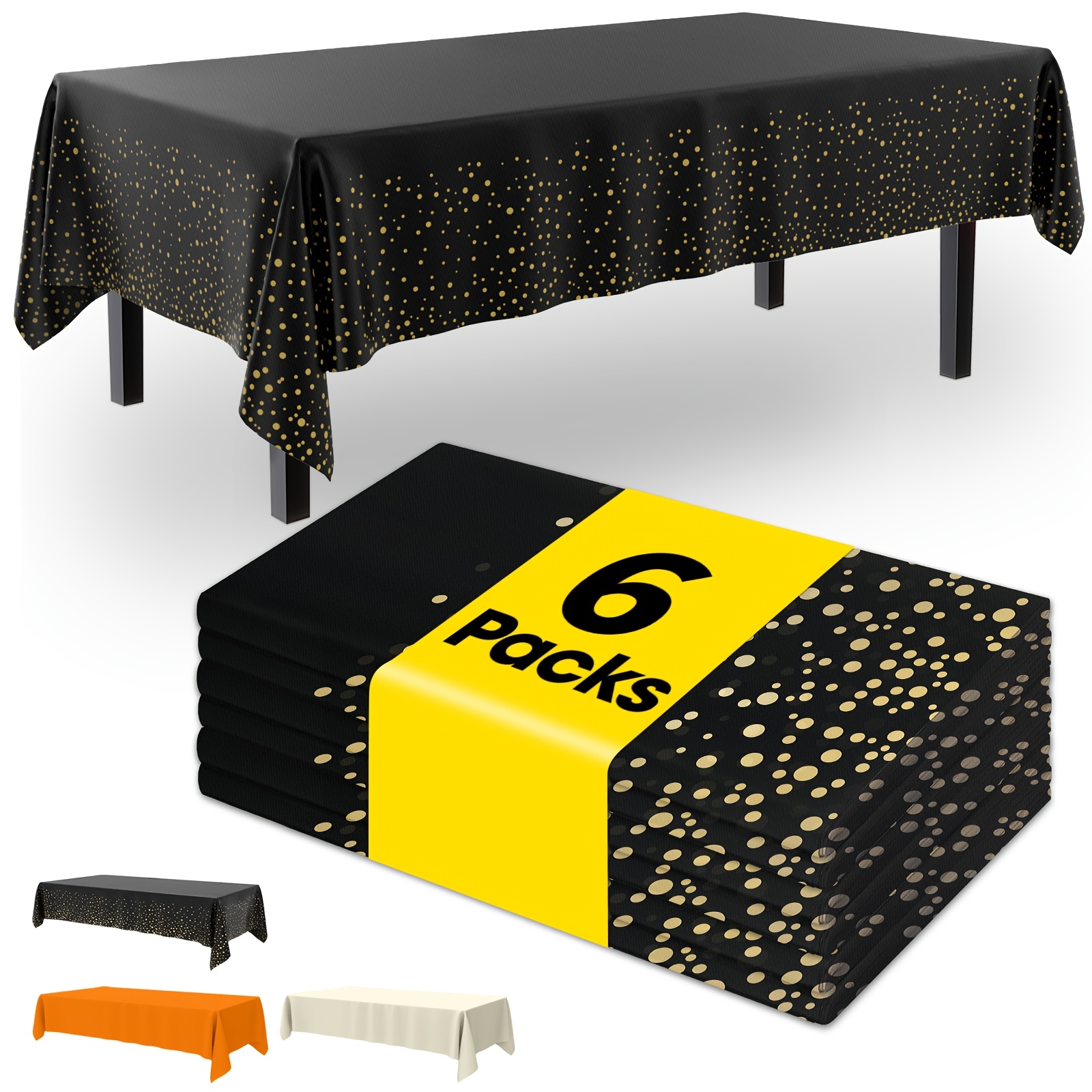 TEMU 6-pack Oversized Rectangle Disposable Table Covers, 50 X 100 Inch Plastic Tablecloths, & Peva, Multiple Color Options, Easy For Everyday Meals,