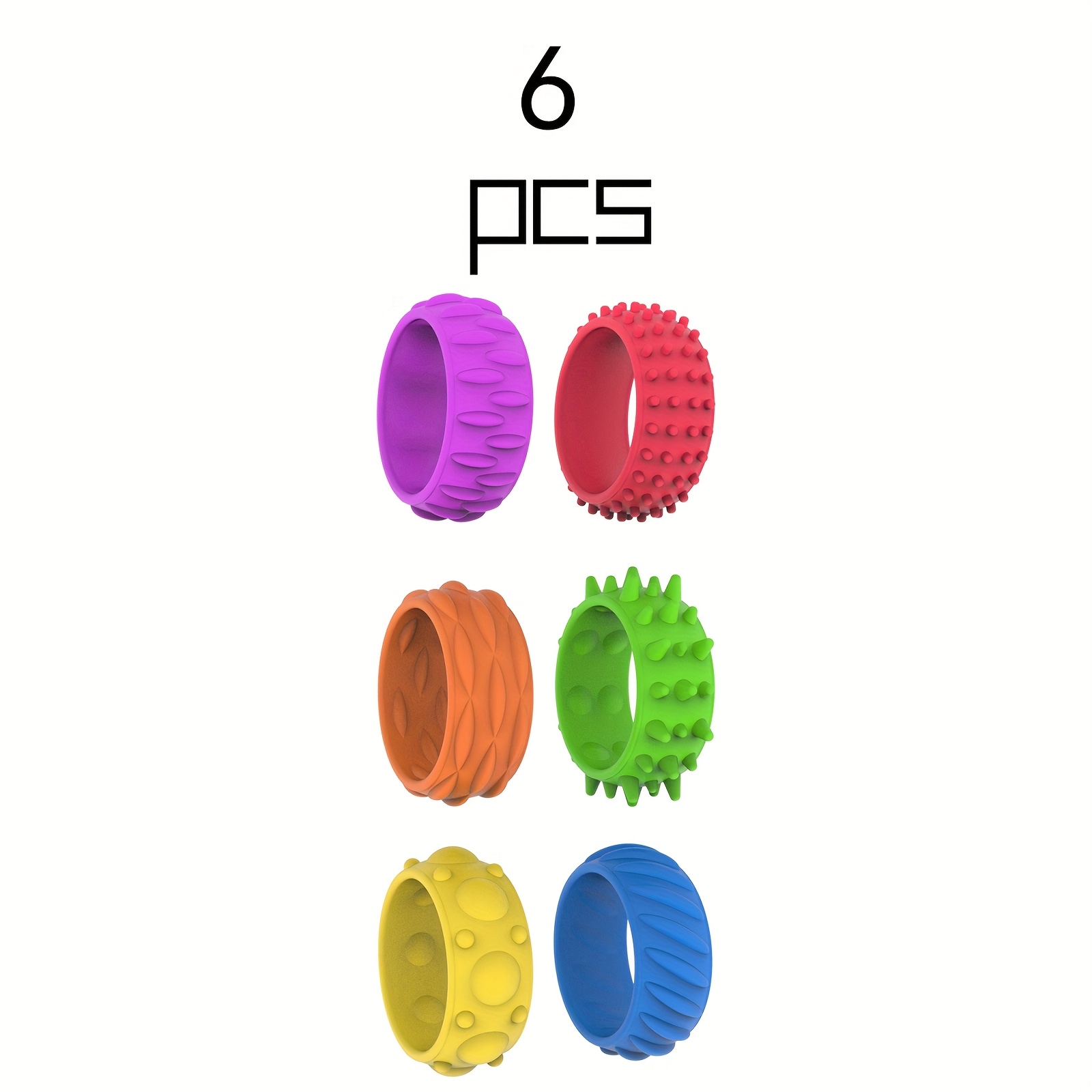 Image of 6/12/24-pack Silicone Fidget Rings For Kids | Sensory Toys With Unique Textures, Set For & Concentration, Ideal For Classroom Rewards, Birthday Gifts & , Brand: