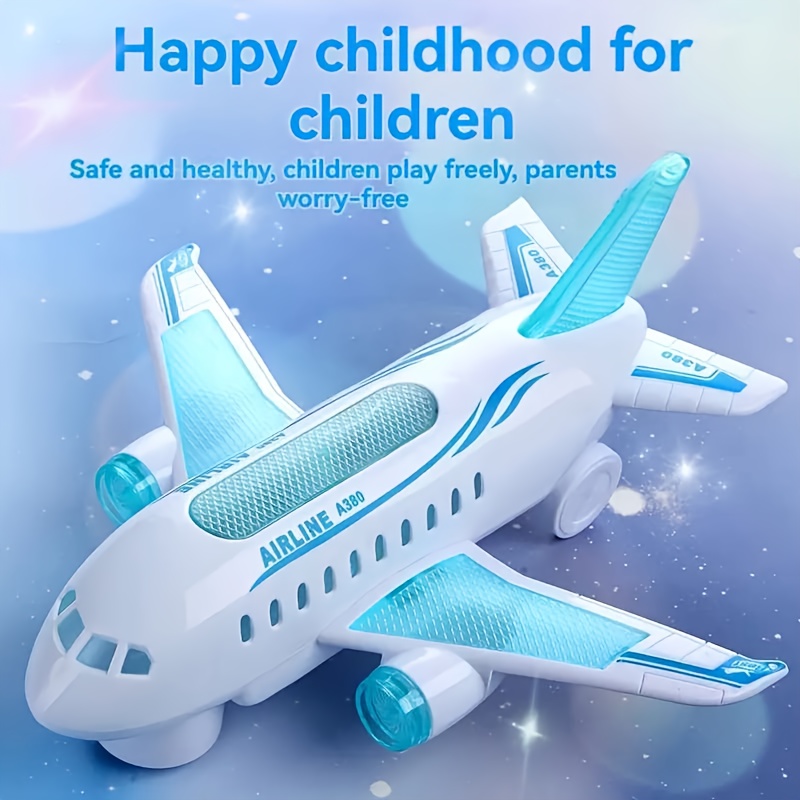 Interactive LED Light And Sound Electric Airplane Toy, Fun Toy for Children Over 3 Years Old, White - Perfect As A Christmas/Halloween/Holiday Gift for Kids!